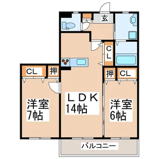 ラ・メール月出【2階】の間取り