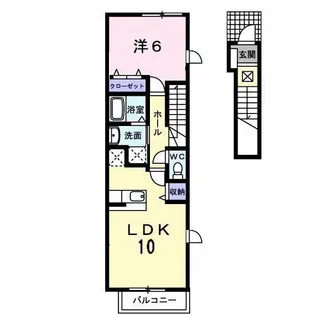 【1LDK・南向き・ペット可 】 メゾンドフォルテB 201号室【2階】の間取り