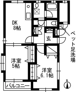 パレットワンA【2階】の間取り