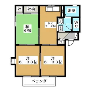 ディアス戸祭D棟【2階】の間取り