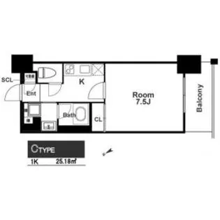 1Kの間取り画像