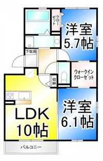 長野県長野市中御所2【アパート】の間取り