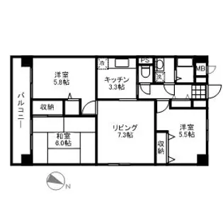 神奈川県厚木市愛甲3【マンション】の間取り