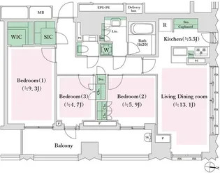ブランズ千代田富士見【11階】の間取り