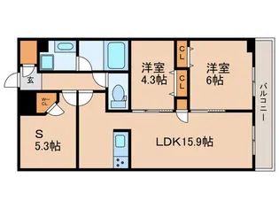 プライムガーデン若木【4階】の間取り