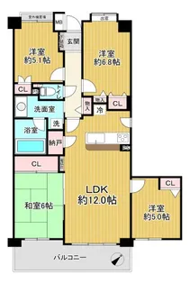 東急ドエルアルス五月台白鳥【3階】の間取り