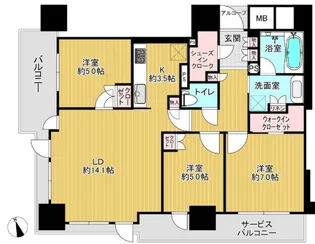 シエリア大阪上町台パークタワー【3階】の間取り