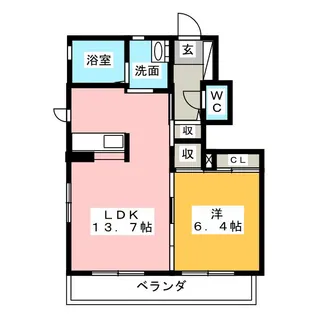 クレセオ花長【1階】の間取り