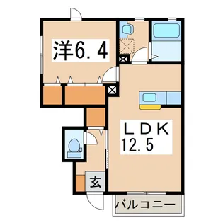 フラット城南II【1階】の間取り
