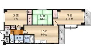 シュロス五月山1【4階】の間取り
