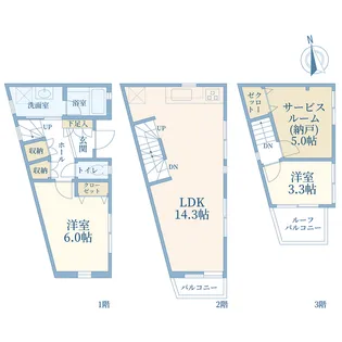 東京都港区南麻布2【一戸建】の間取り