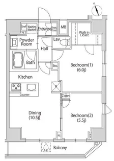東京都港区新橋6【マンション】の間取り