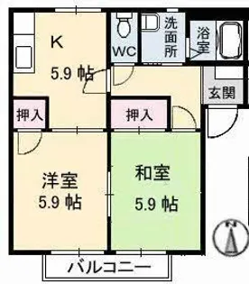 シュウフレグランス B棟【2階】の間取り