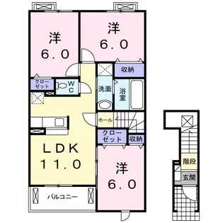 カーサ・ミニョンA【2階】の間取り