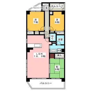キャッスルハイツ西島町【5階】の間取り
