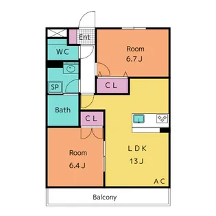ルーエ花園01【1階】の間取り