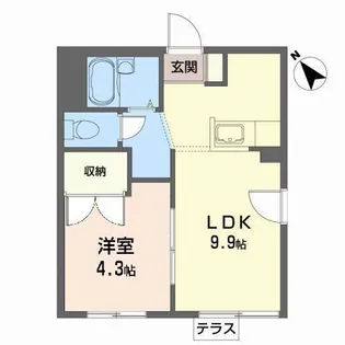 パークサイド古城 B【1階】の間取り