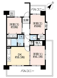 URひばりが丘パークヒルズ【3階】の間取り