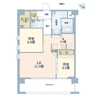 デュオセーヌ横濱東戸塚【3階】の間取り
