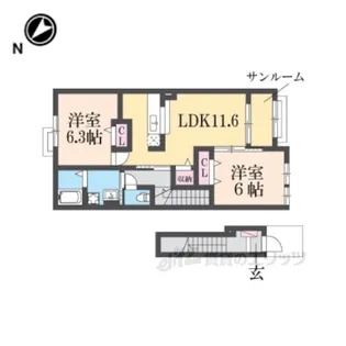 グラースグリーA【2階】の間取り