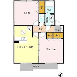 ウィルモア中浜 A【1階】の間取り