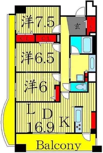 ロイヤルパークス西新井【4階】の間取り