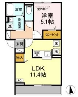 1LDKの間取り画像