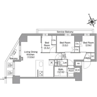 コンフォリア東葛西【2階】の間取り