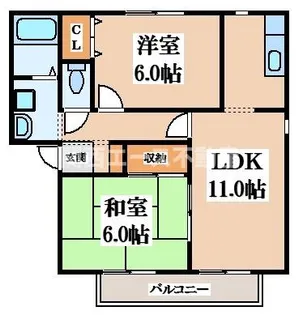 クイーンズヒルB【2階】の間取り