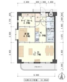 宮城県仙台市太白区中田町字二軒橋【マンション】の間取り