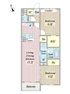 エールドゥヴィ【2階】の間取り