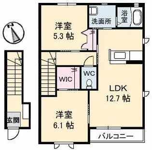 2LDKの間取り画像