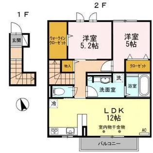 高知県香南市野市町大谷【アパート】の間取り