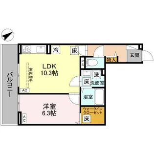 ノーブルラフィネ愛宕【1階】の間取り