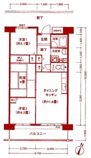 フロール山田町第2【7階】の間取り