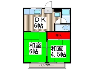 ふじコーポA棟【1階】の間取り