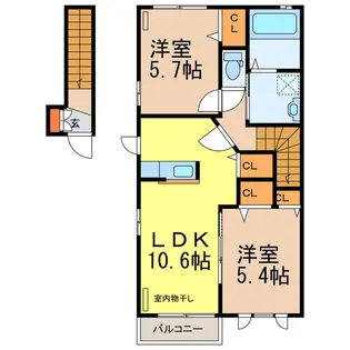 ディアコート結城B【2階】の間取り