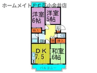 ガーデンハイツ滝山B棟【2階】の間取り