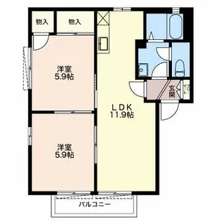 フローラ小鹿A【1階】の間取り