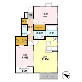 フォンティーヌ 弐番館【1階】の間取り