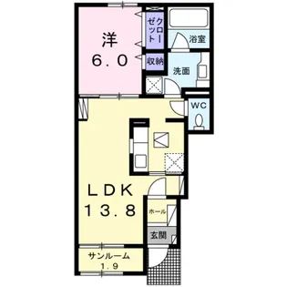 ロジュマン ココティエ2【1階】の間取り