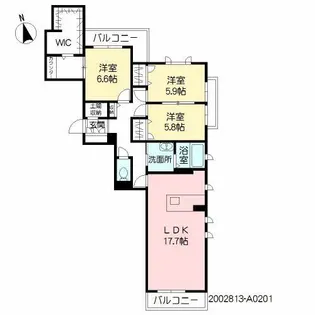 ベレオ合川【2階】の間取り