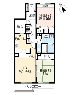 URかわつるグリーンタウン松ヶ丘第二【2階】の間取り