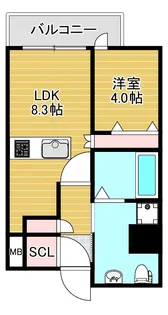 エスライズ難波III【2階】の間取り