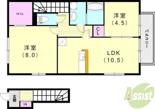 ローズコート野添【2階】の間取り
