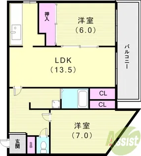 ベルトピア塩屋I【1階】の間取り