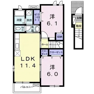 リバーサイド西浜A【2階】の間取り