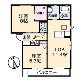 シャーメゾンマニエールII B棟【1階】の間取り