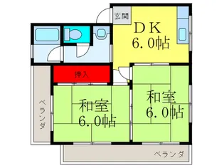 橋の内ハイツ【2階】の間取り