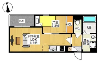 岡山県岡山市北区青江5【アパート】の間取り